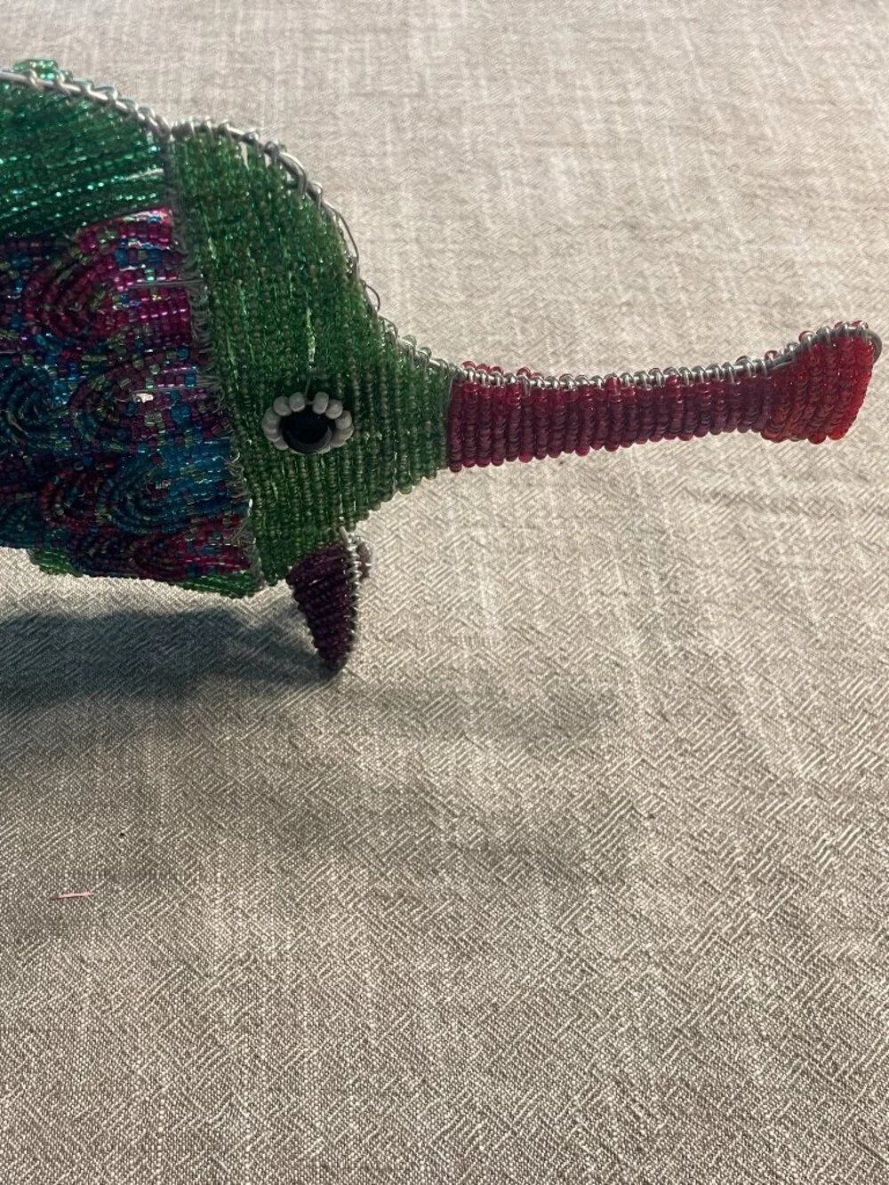 Beaded wire fish green tropical handmade home decor nautical Hanging 10